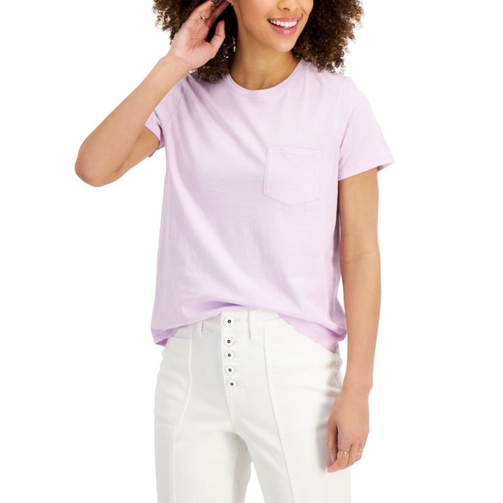 Style & Co Womens Cotton Pocket T-Shirt